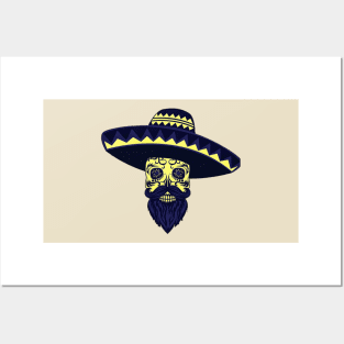 Sugar skull with beard Posters and Art